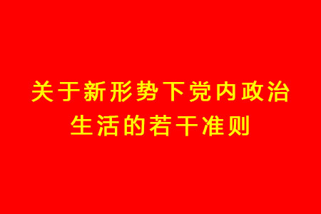 关于新局势下党内政治生涯的若干准则